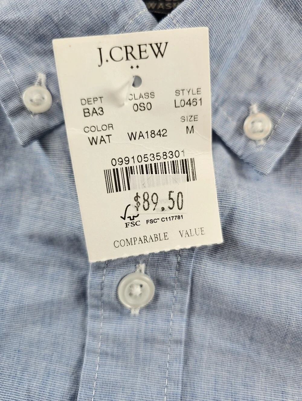 J.Crew Slim Untucked Flex Washed Button Up Shirt Mens Medium Solid Blue